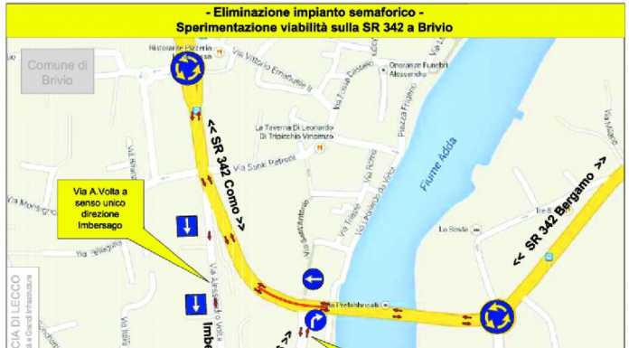 Lecco-Bergamo, via il semaforo di Brivio. Nuova viabilità
