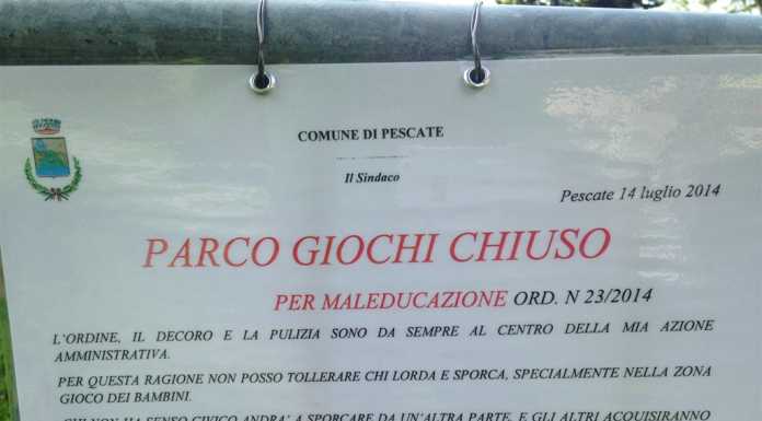 Pescate: “maleducati” al parco e il sindaco lo chiude