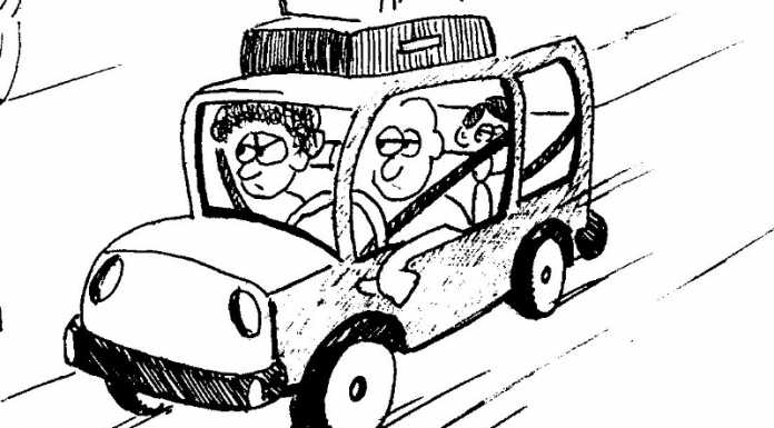 Vignetta. Giò punta la matita contro la Tassa di Soggiorno