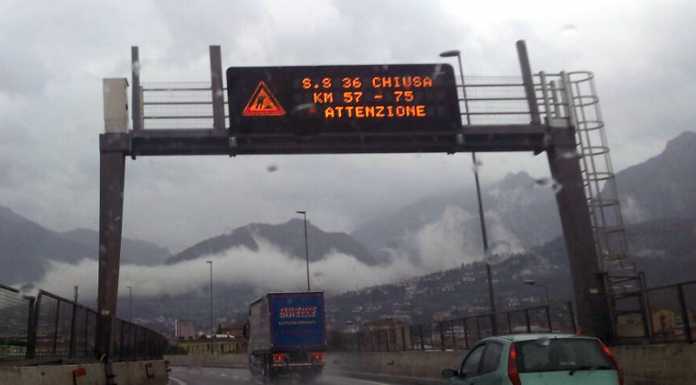 Frana: chiusa la SS36 in direzione Nord, uscita obbligata Abbadia