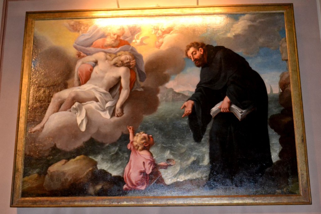 La tela raffigurante la "Visione di Sant'Agostino" come si presenta dopo il pregevole intervento di restauro.