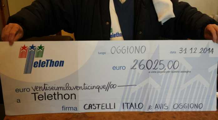 Oggiono: raccolta record per Telethon, 26 mila euro