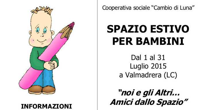 Iscrizioni aperte allo Spazio Estivo del Comune di Valmadrera