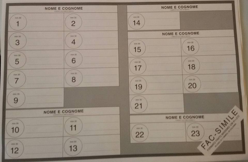 esempio scheda elettorale comunali 2015