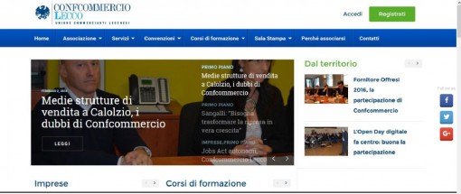 La Homepage del nuovo sito www.confcommerciolecco.it