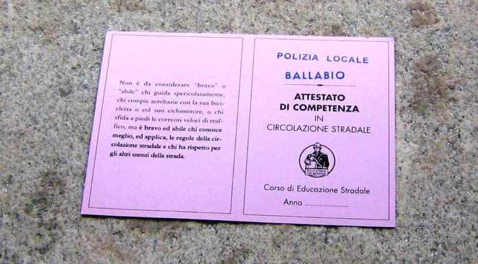 Ballabio: educazione stradale ai bimbi, premiati col “patentino”