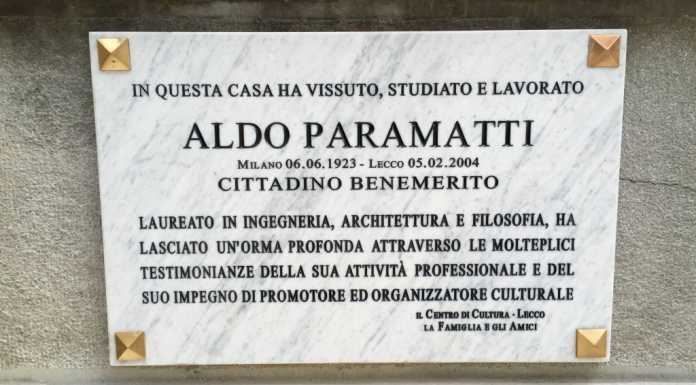 Lecco. In via Roma una targa per ricordare Aldo Paramatti