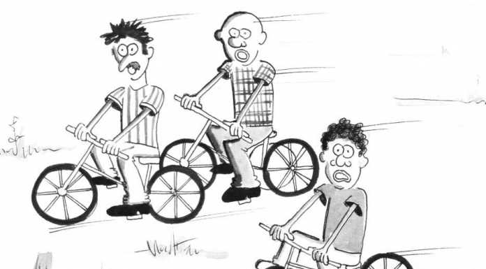 Biciclette in dono ai profughi nella vignetta satirica di Giò