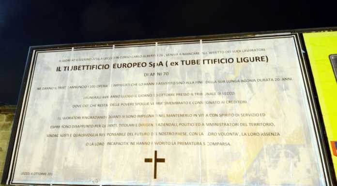Pescarenico. Maxi necrologio: “E’ venuto a mancare il Tubettificio”