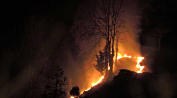 Incendio sulle pendici del San Martino, Vigili del Fuoco al lavoro