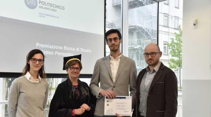 Politecnico. Assegnata a Giuseppe Galbiati la borsa di studio “Matteo Pensotti”