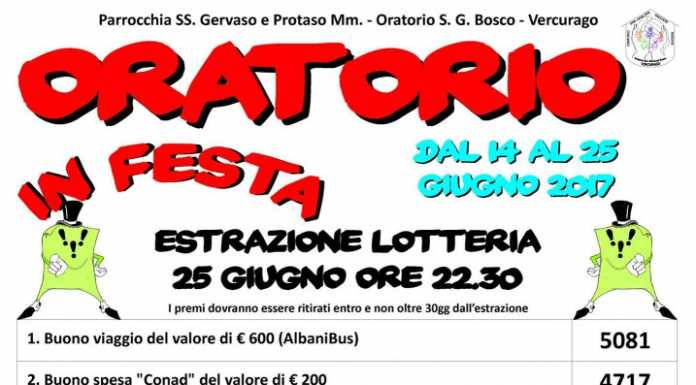 Festa di Vercurago: i numeri vincenti della lotteria