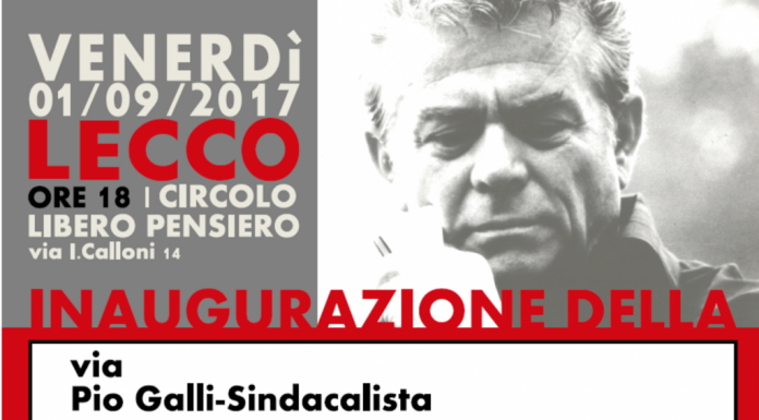 Via Caduti del Lavoro diventa via Pio Galli, il 1° settembre l’inaugurazione