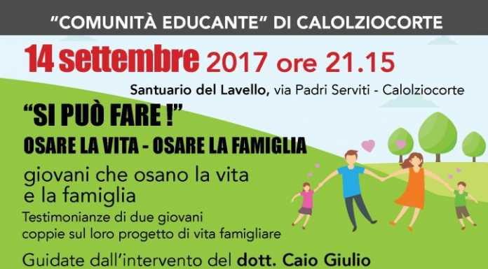 “Osare il lavoro”, il 28 a Calolzio l’incontro della “Comunità Educante”