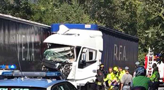 Scontro tra Tir ad Annone Brianza: ferito un uomo di 58 anni