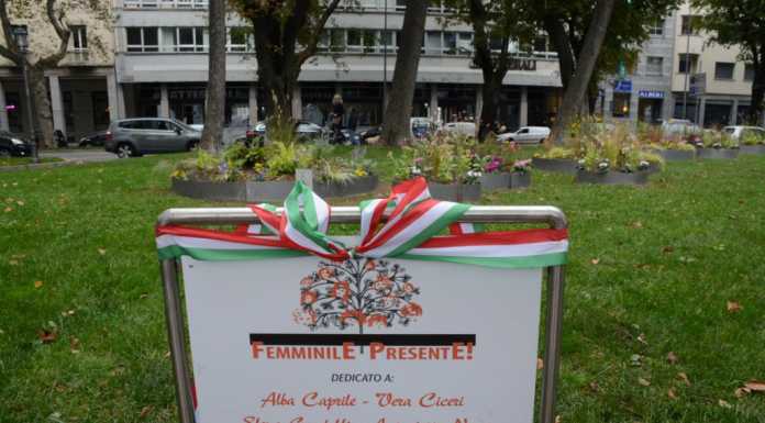 Sul lungolago, un’opera floreale dedicata all’impegno femminile