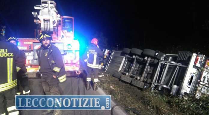 Stanotte il recupero del camion ribaltato, Lecco – Bergamo chiusa