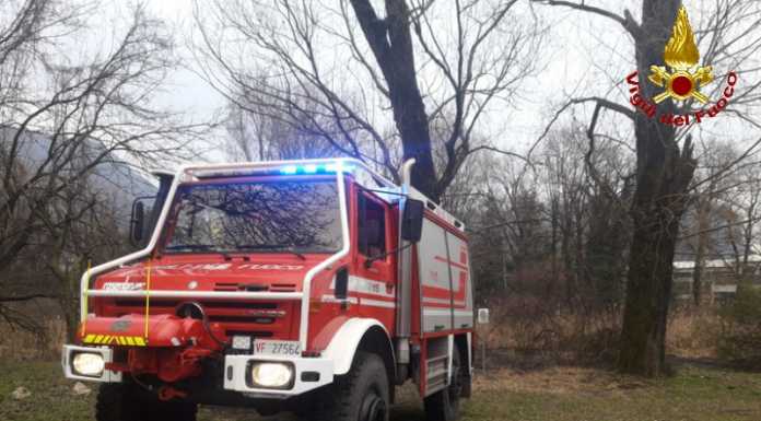 Calolzio. Incendio al canneto. Utilizzato un mezzo speciale per spegnere le fiamme