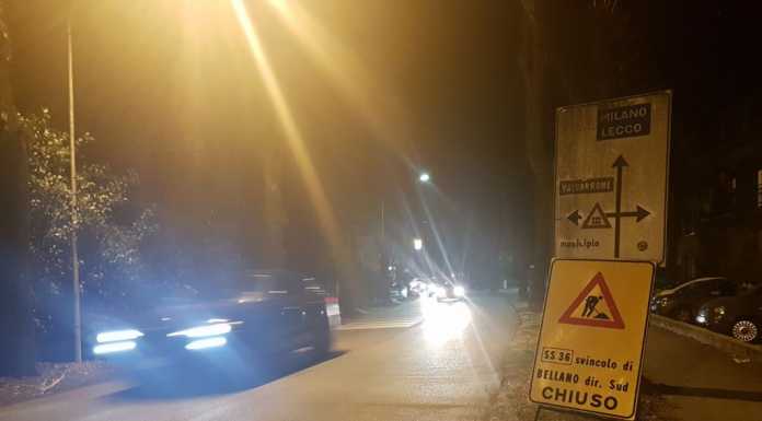 Svincolo chiuso a Bellano, caos nella notte sulle strade dell’Alto Lago
