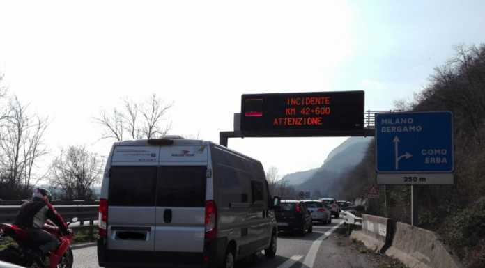 Ore 15.40. Incidente sulla SS36 all’altezza di Suello in direzione Milano