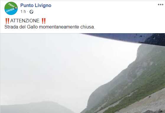 Livigno. Nuova frana al Passo del Gallo, chiusa la strada