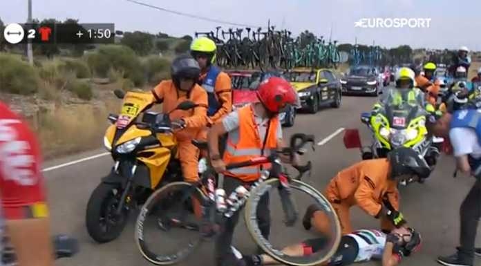 Grave caduta in gara per il derviese Petilli alla Vuelta di Spagna