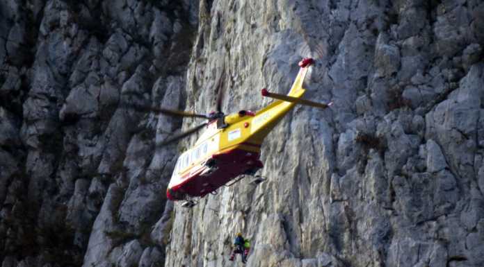 Escursionista soccorso in elicottero sulla ferrata del Medale