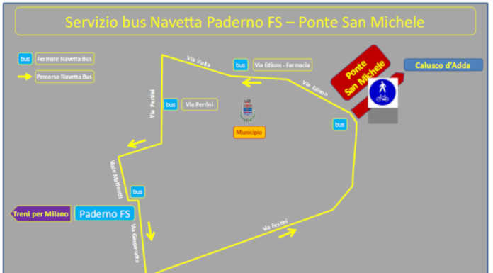 Paderno, ecco gli orari delle nuove navette per il Ponte