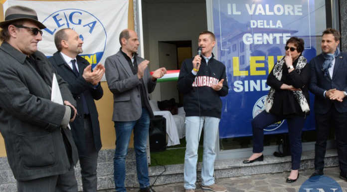 Valmadrera, taglio del nastro alla sede elettorale di Leidi (Lega)