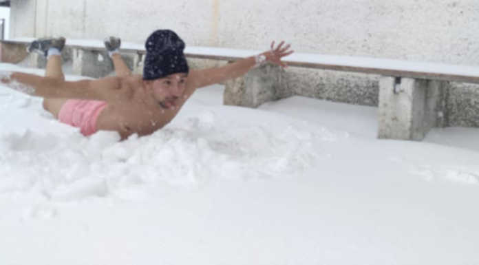 Neve ad Artavaggio, lo spalatore in mutande del rifugio Nicola entra in azione
