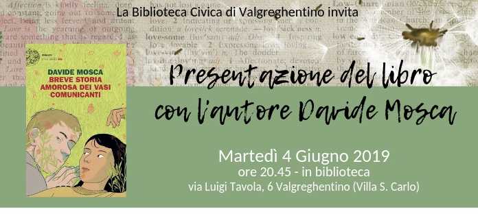Valgreghentino. In biblioteca “Breve storia amorosa dei vasi comunicanti”