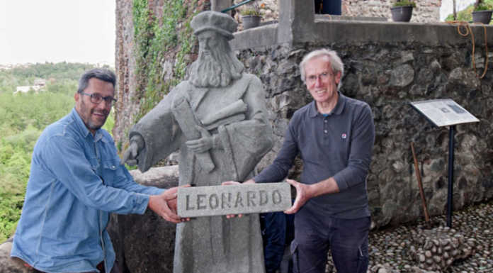 Paderno, inaugurata alla Rocchetta la statua di Leonardo