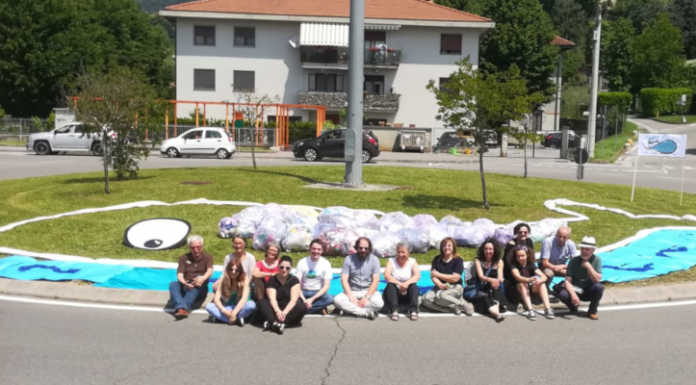 Olgiate, una balena carica di rifiuti spiaggiata sulla rotonda davanti alla stazione