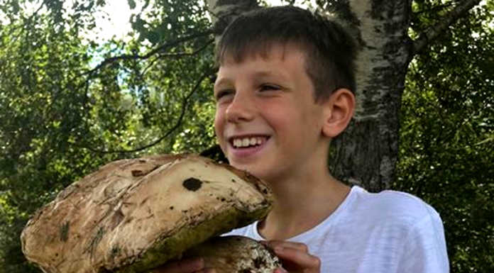 Da Torre de’ Busi il piccolo Massimiliano con un fungo da 810 grammi