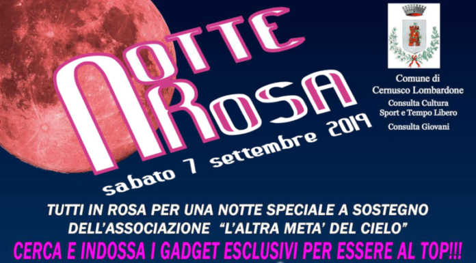 Cernusco, sabato 7 torna la Notte rosa: ecco il programma