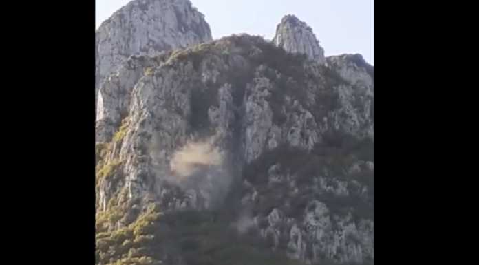 IL VIDEO – Franano rocce dal Pizzo Boga, sopra l’abitato di Laorca