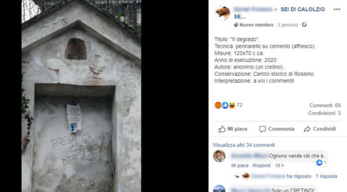 Calolzio. Sfregiata l’edicola votiva di S. Girolamo a Rossino