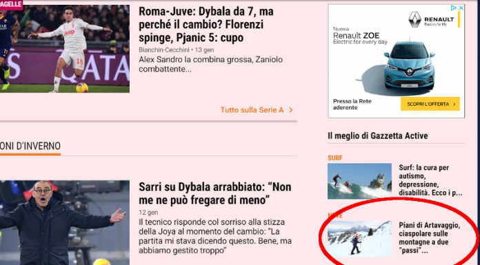 Tra Juve e Inter, sulla Gazzetta, anche i Piani di Artavaggio