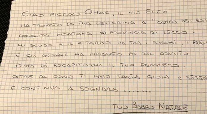 Anonimo ‘Babbo Natale’ di Lecco trova la letterina e regala gioia a un bimbo