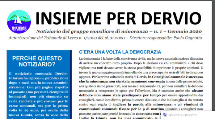 Dervio, l’opposizione ‘oscurata’ lancia il proprio notiziario
