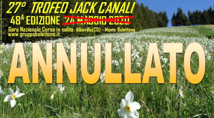 Corsa in montagna, annullato anche il Trofeo Jack Canali