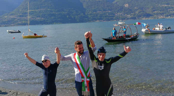 Da Lecco a Colico a nuoto, Giorgio Riva chiude un’altra impresa sul Lario