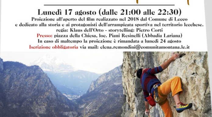 Piani Resinelli. Lunedì cinema in piazza con “Lecco verticale – Le rocce sopra i tetti”