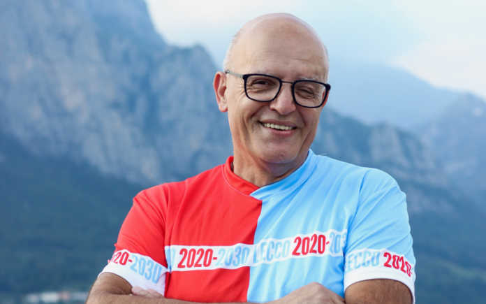 Matteo Ripamonti con la maglia di Fattore Lecco durante la campagna elettorale 2020