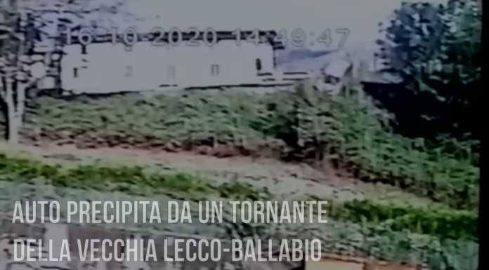 VIDEO – Il pauroso ‘volo’ dell’auto oltre il tornante della Lecco-Ballabio