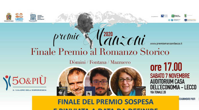Rinviata la cerimonia finale del Premio Manzoni al Romanzo Storico 2020