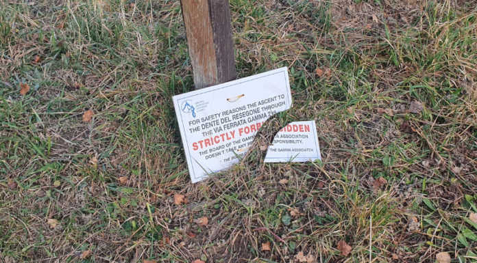 Rotti (di nuovo) i cartelli che segnalano la chiusura delle ferrate Gamma