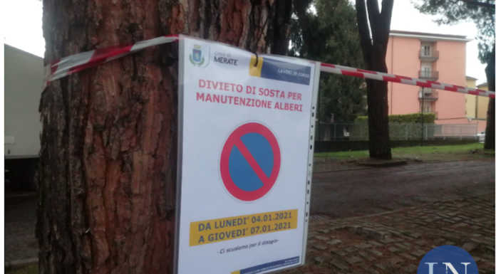 Merate, rami pericolosi: chiuso in parte il parcheggio di viale Verdi