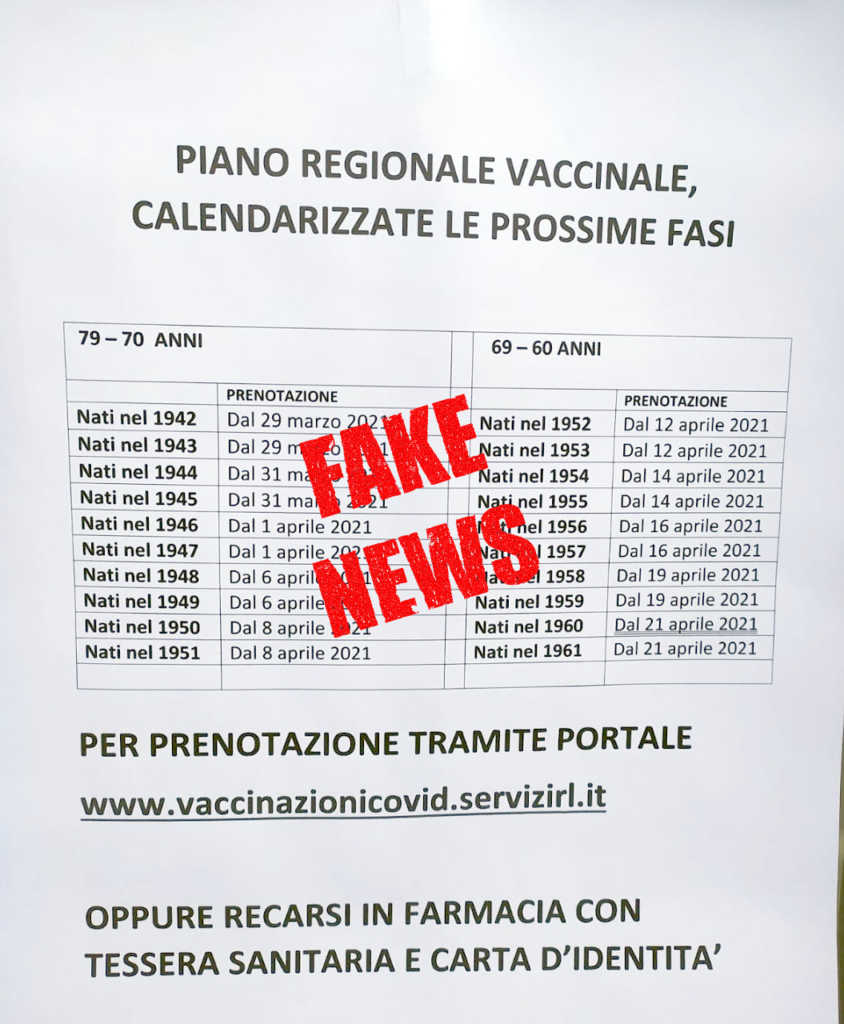 Calendario Vaccini Fake News