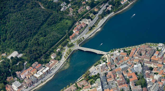 Un drone in volo su Lecco per rinnovare la cartografia della città